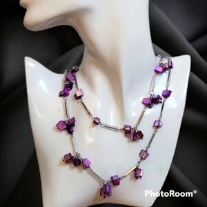 PURPLE Shell Liquid Chain Station Necklace